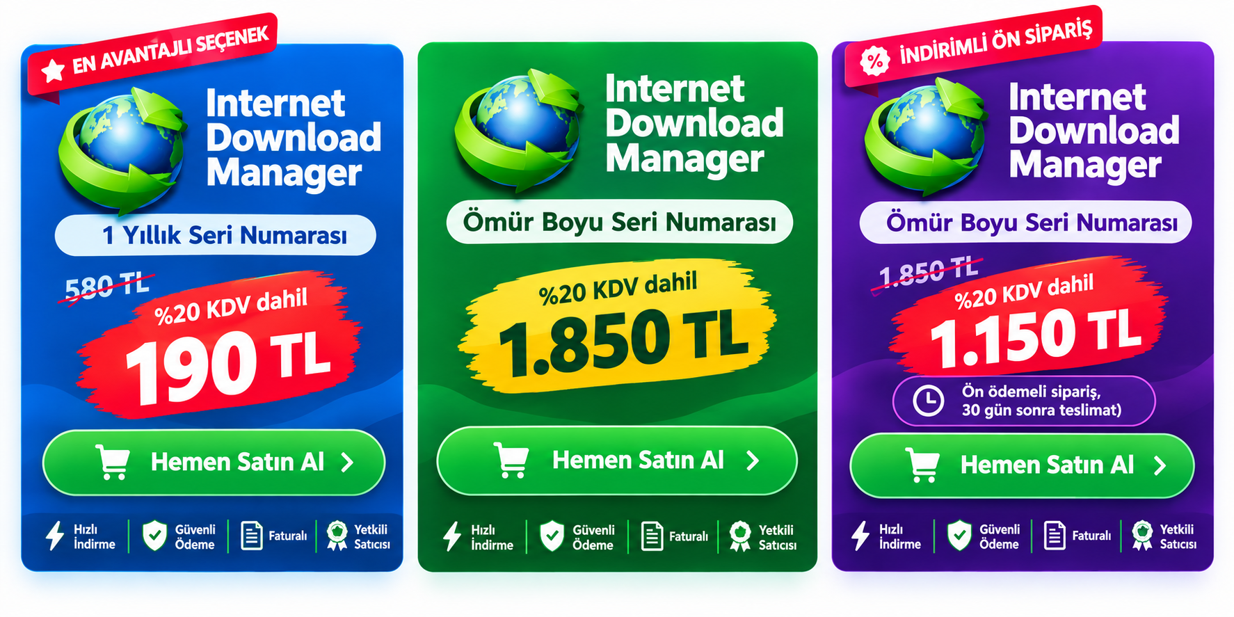 Internet Download Manager lisans seçenekleri